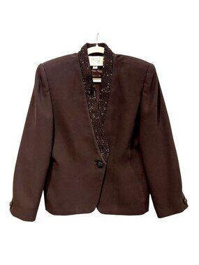 Valerie Stevens petites Womens 10 Black blazer jacket formal evening glitzy club